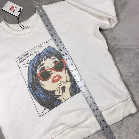 RE/DONE HANES Classic 100% Cotton Raglan Sweatshirt Pullover Top sz MEDIUM White - Picture 10 of 14